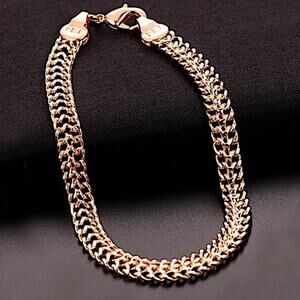 Rose Gold Double Weaving Chain Link Bracelet